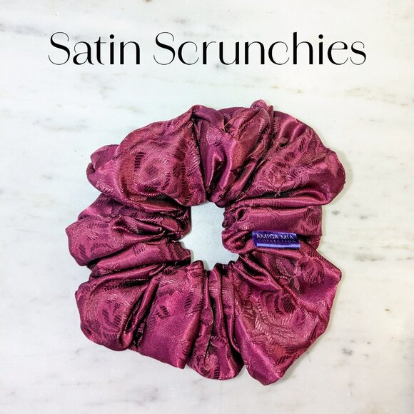Amiga Mia large red satin scrunchie - hand crafted scrunchies - Picture 3 of 6